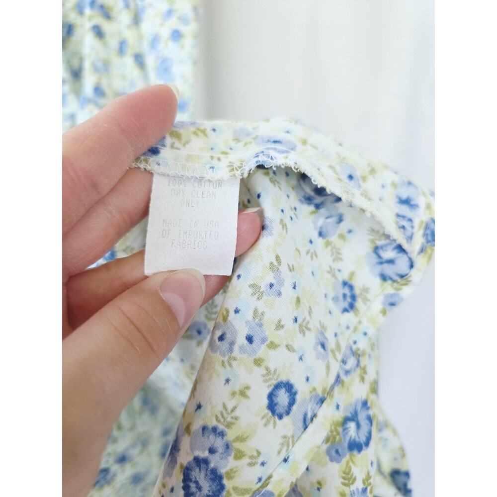 Anthro Odille Midi Dress Size 6 White Blue Sage Coquette Garden Wedding Cotton - Picture 5 of 11